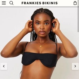 NWT Frankie’s bikinis black Tolly Underwire top size Small